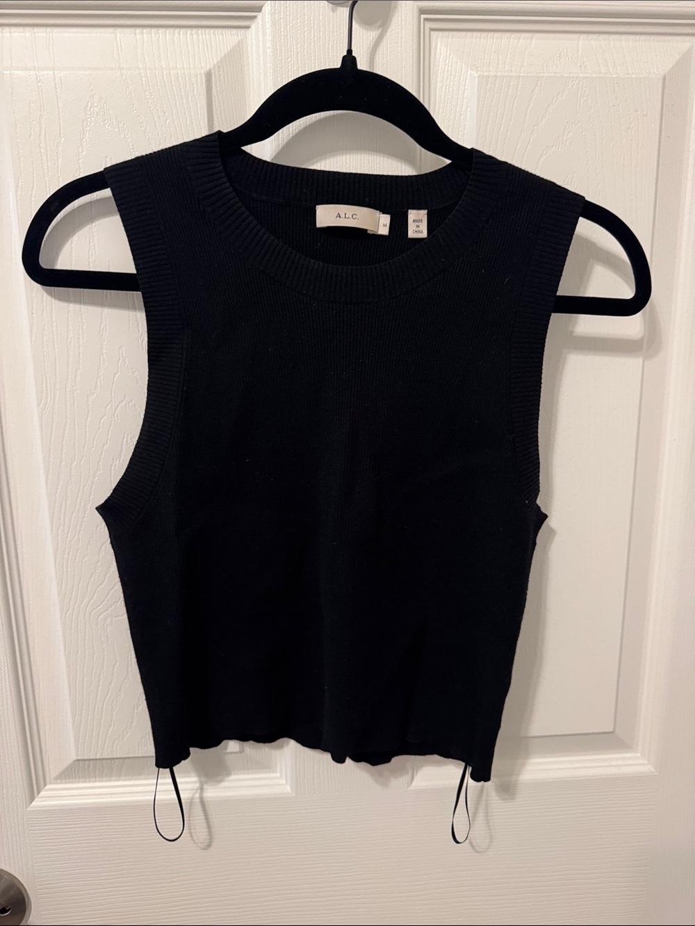 A.L.C. Black Ribbed Sleeveless Tank
